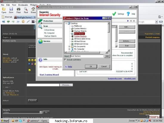antivirus? incearca kaspersky internet security 2006.... fiecare data cand aprind intru vad scrie