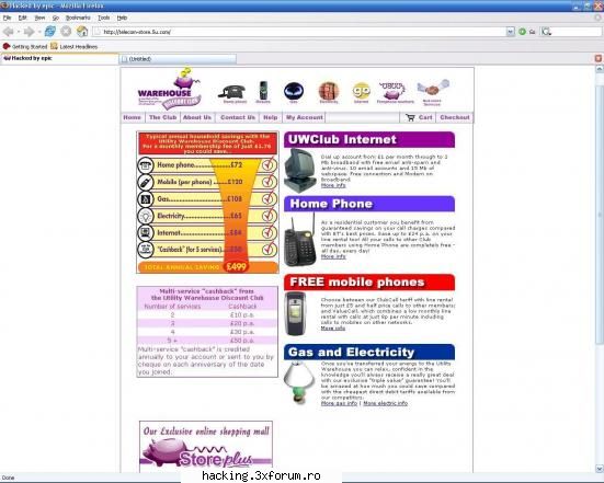Cateva site-uri sparte intr-o zi - doua site-uri: Poza e de la telecom-store. La - Hacked