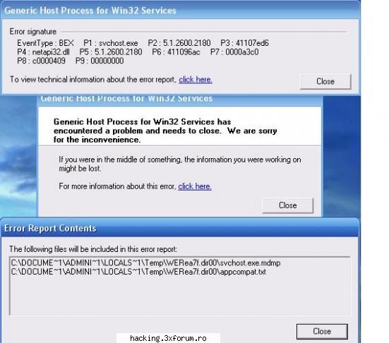 generic host process ...

si nu-mi sa formatez winu k bea meam schimbat hardu k celalalt se blcase