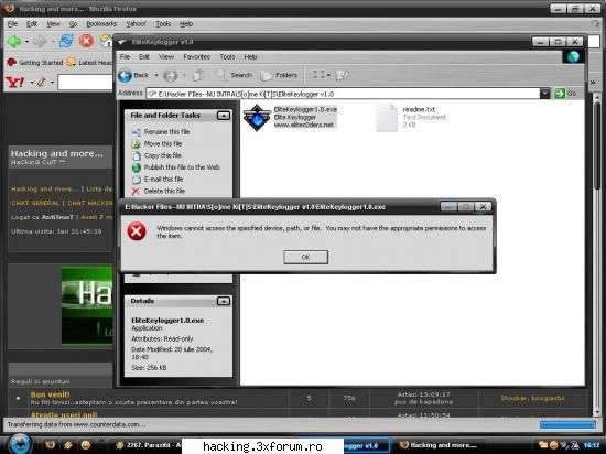 Problema cu EliteKeyLogger - sal. am luat EliteKeyLogger, l-am dezarhivat - S.O.S.
