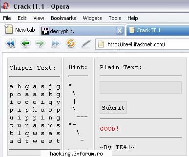 decrypt it. - si io l-am facut da nu l-am postat - War Games!