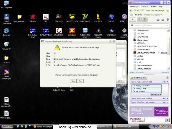 "internet explorer script error" la yahoo messenger... - salut... am si eu o problema. de cateva - S.O.S.