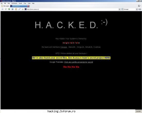 www.acasa.ro - Ha ha ha ha! cineva a spart siteul acasa.ro - Hacked